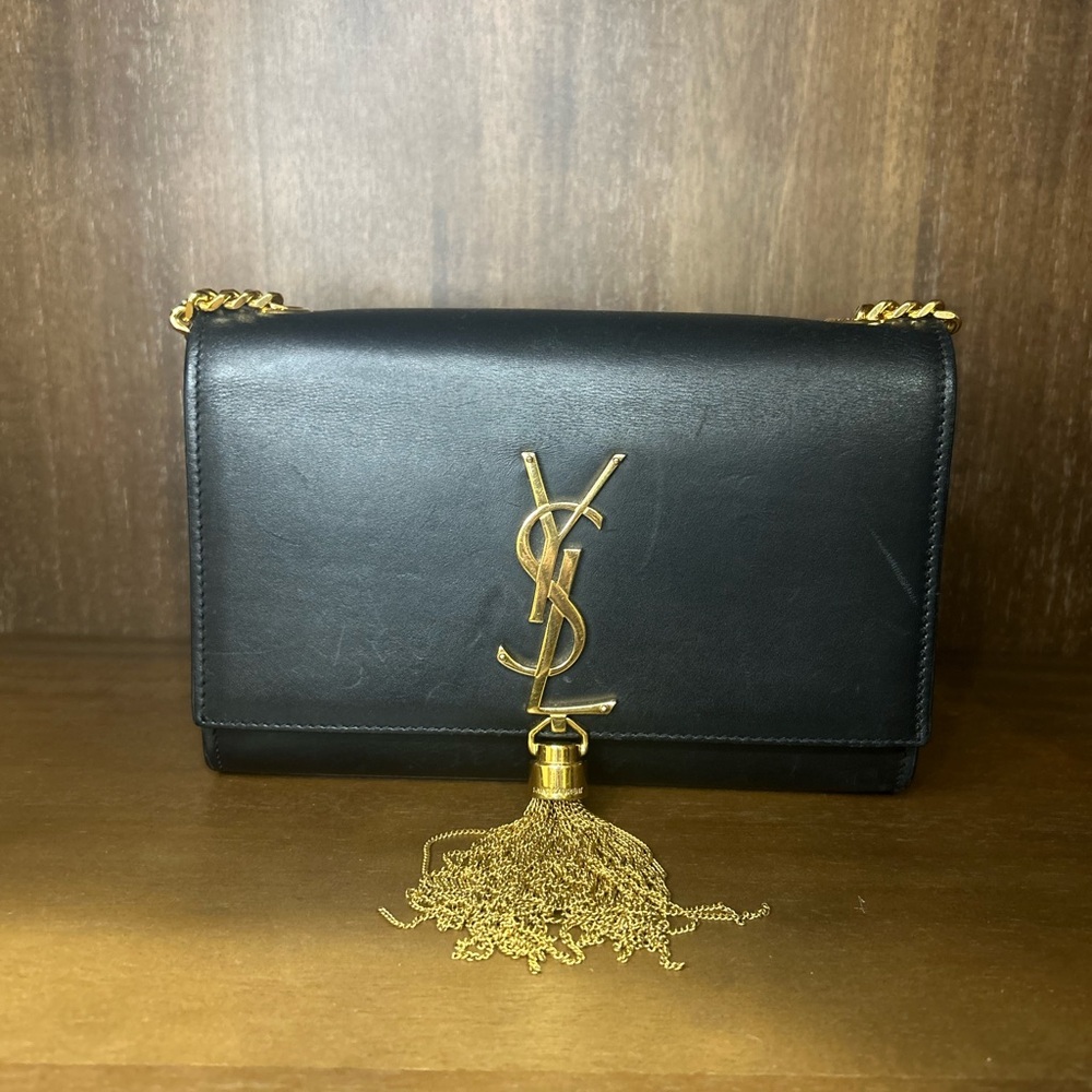Yves Saint Laurent Black Leather Chain Bag